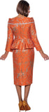 Divine Queen 2062 orange skirt suit