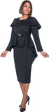 Divine Queen 2162 black high low skirt suit