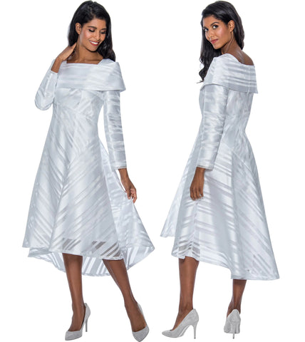 Dresses by Nubiano 831 portrait collar white dress