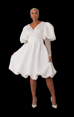 For Her NYC 82217 ivory scuba dress