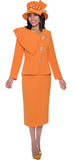 GMI 9782 orange ruffle shoulder skirt suit