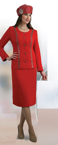 Lily & Taylor 4639 red skirt suit