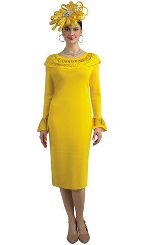Lily & Taylor 720 yellow knit dress