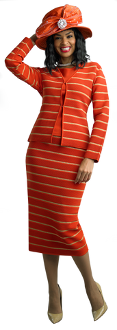 Lily & Taylor 747 orange skirt suit