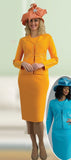 Lily & Taylor 769 yellow knit skirt suit