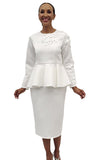 Serafina 4213 off white scuba skirt suit