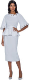 Stellar Looks 1652 white peplum skirt suit