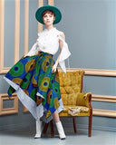 Asymmetrical Stripe Dashiki Maxi Skirt