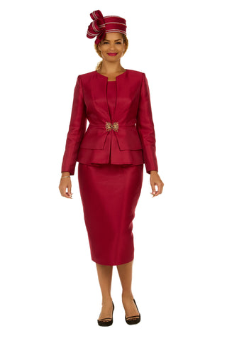 Giovanna 0978 burgundy skirt suit