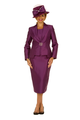 Giovanna 0979 egg plant purple skirt suit