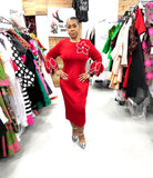 Serafina 6968 Red scuba dress