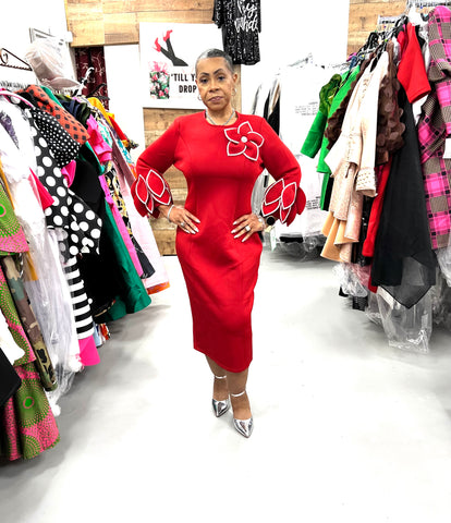 Serafina 6968 Red scuba dress