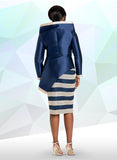 Donna Vinci 12157 blue cascade skirt suit