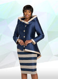 Donna Vinci 12157 navy blue skirt suit