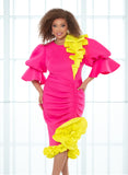 Donna Vinci 12203 hot pink scuba dress