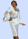 Donna Vinci 12228 white skirt suit