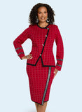 Donna Vinci Knit 13451 red skirt suit