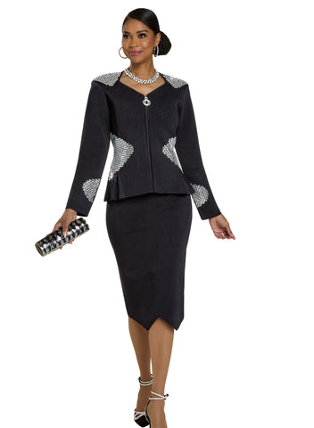 Donna Vinci Knit 13453 black skirt suit