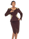 Donna Vinci Knit 13453 brown skirt suit