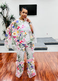 white Floral Bliss Scarf Pant Suit