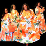 Dresses by Nubiano 100751 orange floral print maxi dress