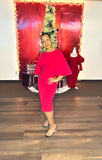 Big Sleeve Red Midi Dress