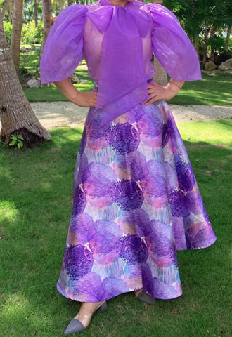 Lilac Multi Print Maxi Skirt