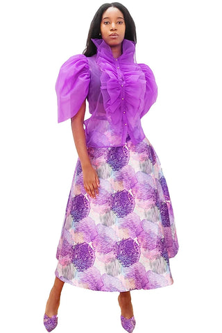 Lilac Print Maxi Skirt