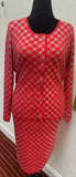 Lily & Taylor 853 red knit skirt suit