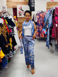Blue Serenity Scarf Pant Set