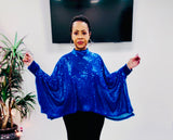 Why Dress T230363 royal blue poncho