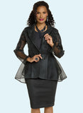 Donna Vinci 5865 black mesh skirt suit