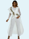 Donna Vinci 5869 white mesh pant suit