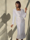 Susanna 3024 white brocade skirt suit
