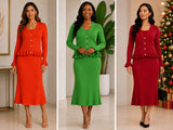 Lily & Taylor 864 knit maxi skirt suit