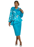 Lisa Rene 66379 blue turquoise skirt suit