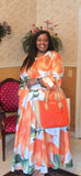 Dresses by Nubiano 100751 orange floral print dress