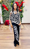 Silver Tiger Scarf Pant Suit