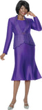 Terramina 7320 purple flare skirt suit