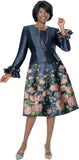 Terramina 7326 navy blue brocade jacket dress