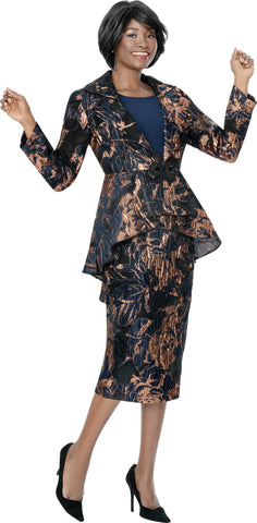 Terramina 7330 bronze brocade skirt suit