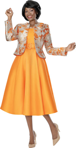 Terramina 7338 orange brocade jacket dress