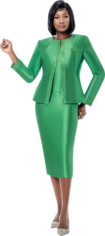 Terramina 7637 green skirt suit