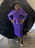 Serafina 4217 purple skirt suit