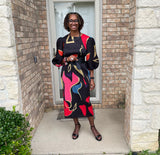 Black Print Crinkle Dress