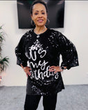 It's My Birthday Black Sequin Jersey