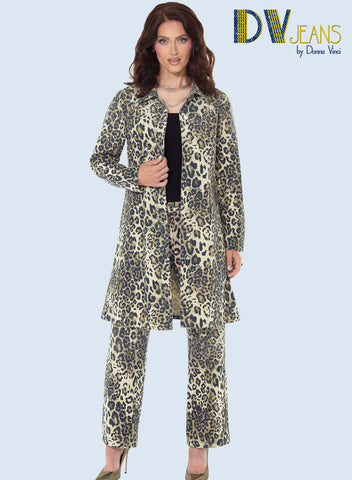 DV Jeans 8503 Denim Animal Print Pant Suit