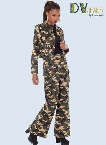 DV Jeans 8511 Green Camo Pant Suit