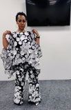 Mesh Floral Couture Scarf Pant Set