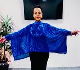 Why Dress T230363 royal blue sequin poncho